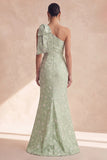 One Shoulder Floral Sage Mermaid Bridesmaid Dress