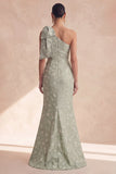 One Shoulder Floral Sage Mermaid Bridesmaid Dress