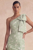 One Shoulder Floral Sage Mermaid Bridesmaid Dress