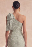 One Shoulder Floral Sage Mermaid Bridesmaid Dress