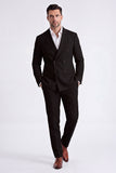 Beige 2 Piece Double Breasted Peak Lapel Men's Suits