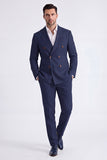 Beige 2 Piece Double Breasted Peak Lapel Men's Suits