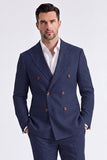 Beige 2 Piece Double Breasted Peak Lapel Men's Suits