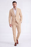 2 Piece Beige Single Breasted Peak Lapel Men's Suits