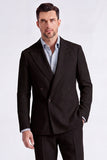Beige Peak Lapel Double Breasted 2 Piece Men's Suits