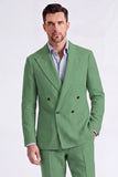 Beige Peak Lapel Double Breasted 2 Piece Men's Suits