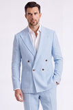 Beige Peak Lapel Double Breasted 2 Piece Men's Suits