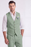 Light Khaki 2 Piece V-Neck Single Breasted Men Formal Suits