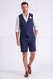 Light Khaki 2 Piece V-Neck Single Breasted Men Short Formal Suits