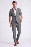 Beige 2 Piece Peak Lapel Single Breasted Men Suits