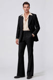 Black Peak Lapel Long Sleeves Single Breasted Men Suits
