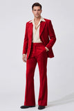 Black Peak Lapel Long Sleeves Single Breasted Men Suits