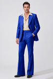 Black Peak Lapel Long Sleeves Single Breasted Men Suits
