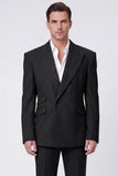 Black 2 Piece Peak Lapel One Button Men Prom Suits