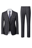 Navy Printed 3 Piece Notched Lapel Prom Suits