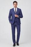 Navy Printed 3 Piece Notched Lapel Prom Suits