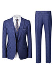 Navy Printed 3 Piece Notched Lapel Prom Suits