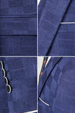 Navy Printed 3 Piece Notched Lapel Prom Suits