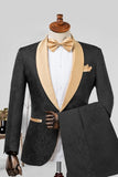 2-Piece Champagne Jacquard Shawl Lapel Men Suits