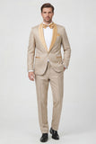 2-Piece Champagne Jacquard Shawl Lapel Men Suits
