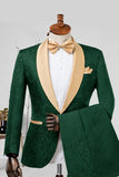 2-Piece Champagne Jacquard Shawl Lapel Men Suits