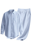 Light Blue 2-Piece Linen Men's Co-Ord Set