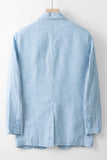 Beige Linen Notched Lapel Men's Jacket