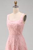 Green A-Line Square Neck Beaded Midi Floral Dress with Lace Up Back
