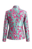 Dusty Green Open-front 2 Piece Slim Fit Floral Women's Suits