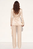 Satin Champagne Peak Lapel 2 Piece Women Suits