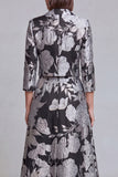 Sage Green Floral 2 Piece Notched Lapel Women's Skirt Suits with Pockets