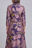 Sage Green Floral 2 Piece Notched Lapel Women's Skirt Suits with Pockets