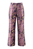 2 Piece Navy Pink Floral V-Neck Women Suits with Belt