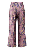2 Piece Navy Pink Floral V-Neck Women Suits with Belt