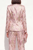 Blush Floral Peak Lapel 2 Piece Double Breasted Women Suits with Pockets