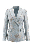 Blush Floral Peak Lapel 2 Piece Double Breasted Women Suits with Pockets