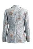 Blush Floral Peak Lapel 2 Piece Double Breasted Women Suits with Pockets