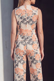 Navy Floral Double Breasted 2 Piece Women Suits with Pockets