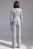 Dusty Green Open-front 2 Piece Slim Fit Floral Women's Suits