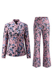 Dusty Green Open-front 2 Piece Slim Fit Floral Women's Suits