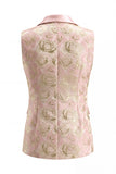 Blue 2 Piece Shawl Lapel Floral Double Breasted Women's Suits with Pockets
