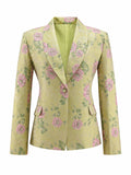 2 Piece Sage Green Shawl Lapel Floral Women's Suits