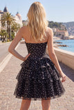 White A-Line Sweetheart Corset Tiered Ruched Homecoming Dress
