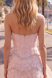 Sweetheart Pink Bodycon Homecoming Dress with Beading