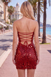 Sparkly Gold Strapless Sequin Bodycon Homecoming Dress