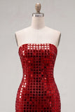 Sparkly Gold Strapless Sequin Bodycon Homecoming Dress