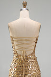 Sparkly Gold Strapless Sequin Bodycon Homecoming Dress