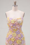 Pink Strapless Floral Short Bodycon Homecoming Dress with Beading