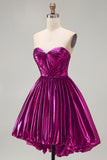 Royal Blue Metallic A-Line Sweetheart Ruched Corset Asymmetrical Homecoming Dress