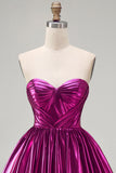 Royal Blue Metallic A-Line Sweetheart Ruched Corset Asymmetrical Homecoming Dress